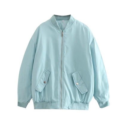 UNIZERA2023 Herbst und Winter Neue frauen Mode Stil Stehkragen Solide Lose Fit Flieger Jacke Baumwolle Mantel