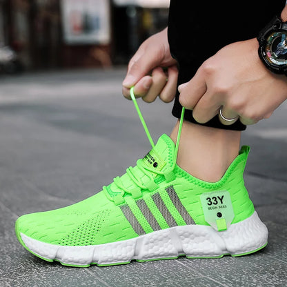 Atmungsaktives Mesh Männer Schuhe Trendy Leichte Fuß Wohnungen Plus Größe Männliche Tennis Turnschuhe Laufen Outdoor Fitness Schuhe 2024