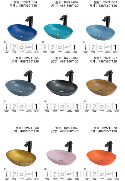 Farbiges, transparentes Badezimmerwaschbecken aus gehärtetem Glas, Hotel, modernes Aufsatzwaschbecken, Waschbecken mit Wasserfall-Wasserhahn, 49 x 35 x 13 cm