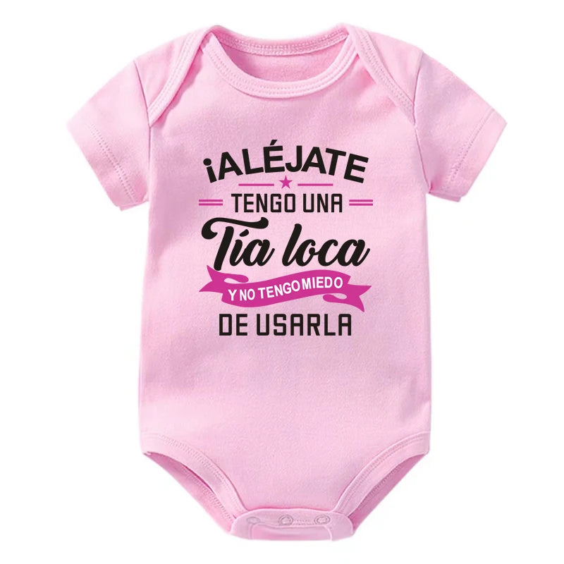 Bleiben Sie weg, ich habe eine verrückte Tante, ich habe keine Angst vor ihr Baby-Strampler, lustiger Säuglings-Body, kurzärmelige Overall-Outfits für Neugeborene.