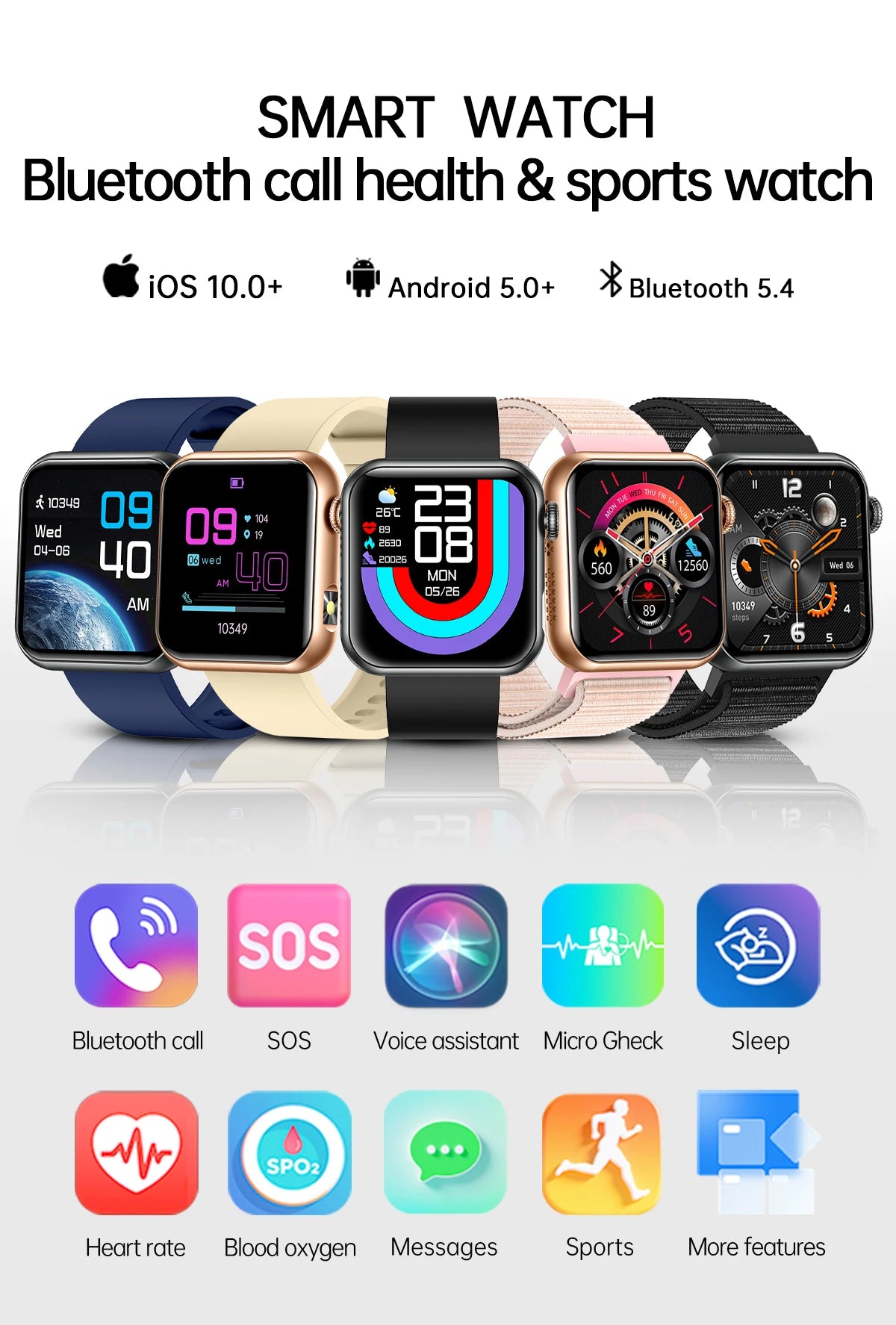 2025 New LED Women AI Smart Diagnosis Smart Watch HRV+PPG Blood Pressure Blood oxygen Health monitor IP68 NFC Smartwatches ﻿.