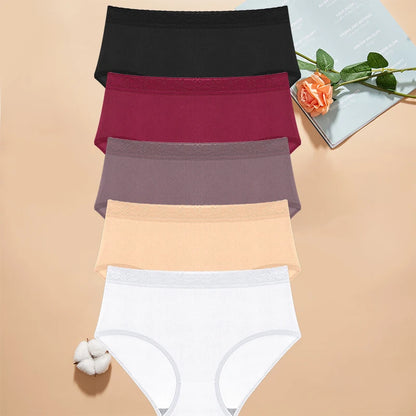 5Pcs Sexy Ice Silk Briefs Large Size Underwear 0XL-4XL Panty Women's Seamless Underwears 8 Solid Color Breathable Underpants