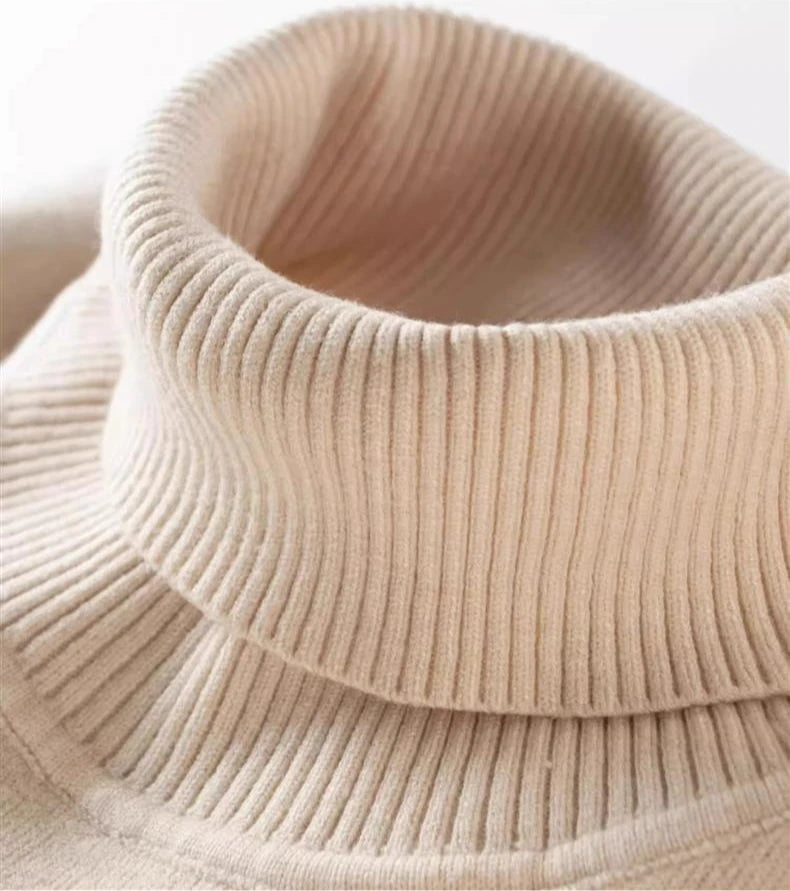 Men‘s Thermal Fleece High-neck Sweater Winter Turn-down Collar Fleece-lined Knitted Pullover Casual Keep Warm Thick Bottom Tops.