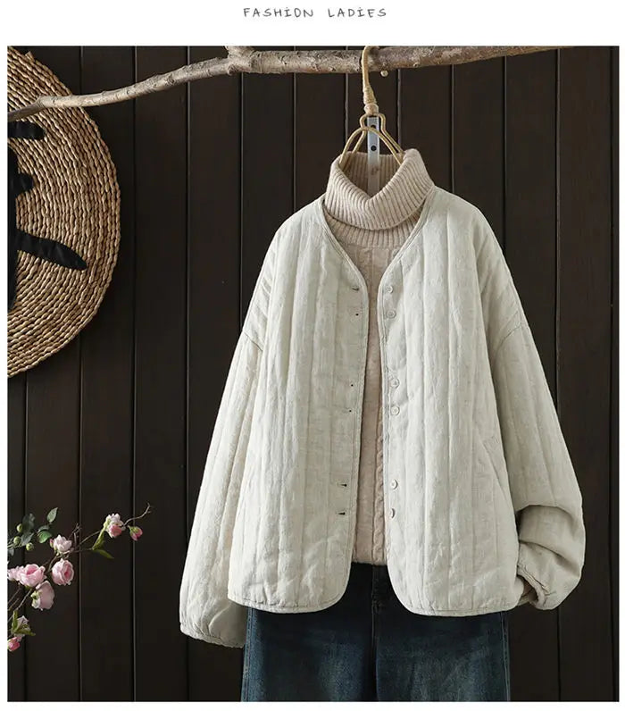 2023 Retro Kunst Winter kurze Jacke Frauen einfarbig personal isierte vielseitige lose lässige Baumwoll mantel geste ppte Tops z4260.