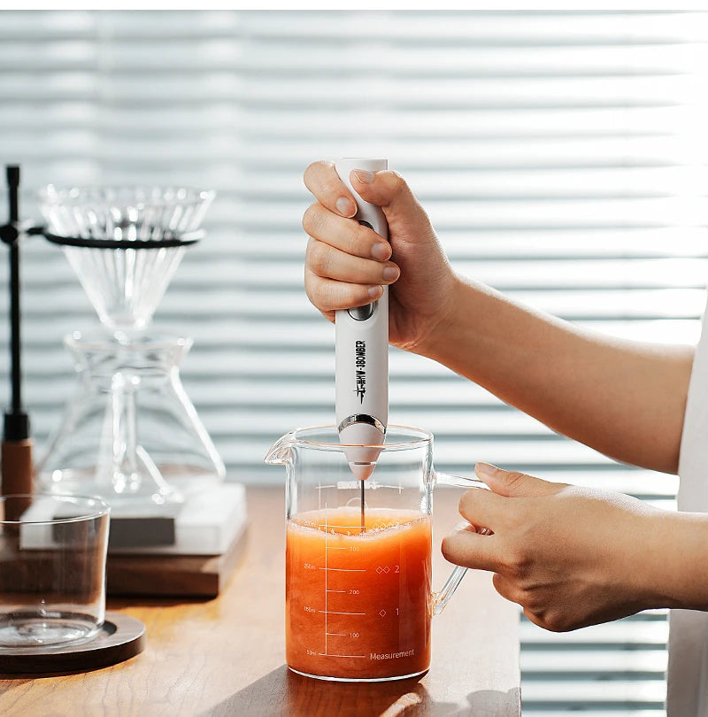 MHW-3BOMEBR Rechargeable Milk Frother Handheld Electric Foam Maker Stainless Steel Whisk Drink Mixer Foamer for Latte/Cappuccino