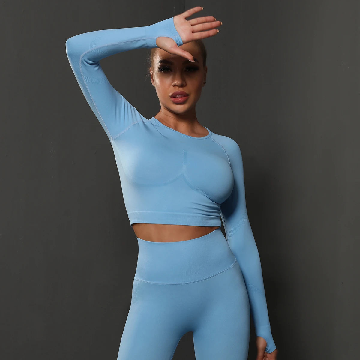 Women Yoga Long Sleeve Shirt Female Fitness Sportswear Gym Clothing Workout Running Crop Top Seamless Active Wear Sports Clothes.