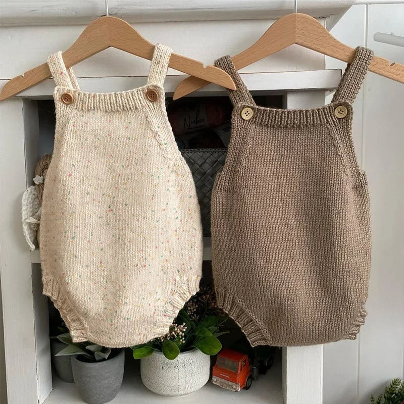 2024 neue Herbst Neugeborenen Baby Mädchen Jungen Stricken Bodys Ärmel Einfarbig Gestrickte Infant Baby Overall Baby Kleidung.