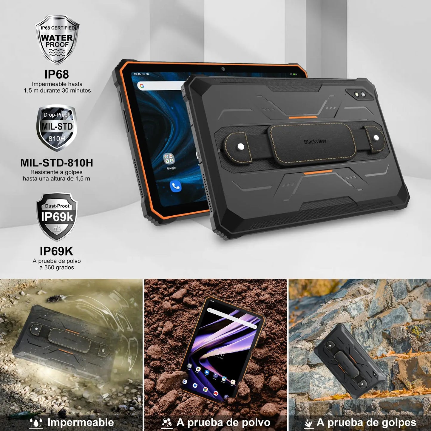 Blackview Active 8 Pro Rugged Tablets Android 14 10.36" 2.4K Display Helio G99 16GB 256GB Tablet PC 22000mAh.
