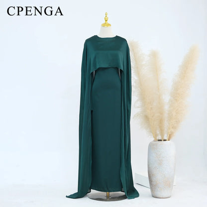 Ramadan 2 Piece Muslim Women Set Dubai Modest Abaya Islam Abayas Femme Elegant Arabic Clothing Fashion Turkey Solid Outfit 2025.