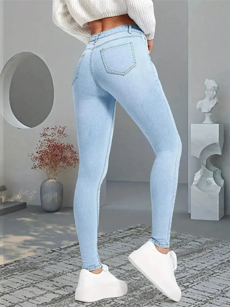 Women Stretch Skinny Jeans Lady Slim Fit Pencil Jeans Girls Leggings Straight Leg Denim Pants Blue Gray Black Sexy Long Trousers.