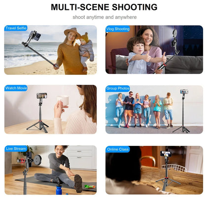 Magnetic Selfie Stick Tripod for iPhone, 51" Phone Tripod Stand Compatible with Magsafe Travel Tripod for iPhone Android Phones.