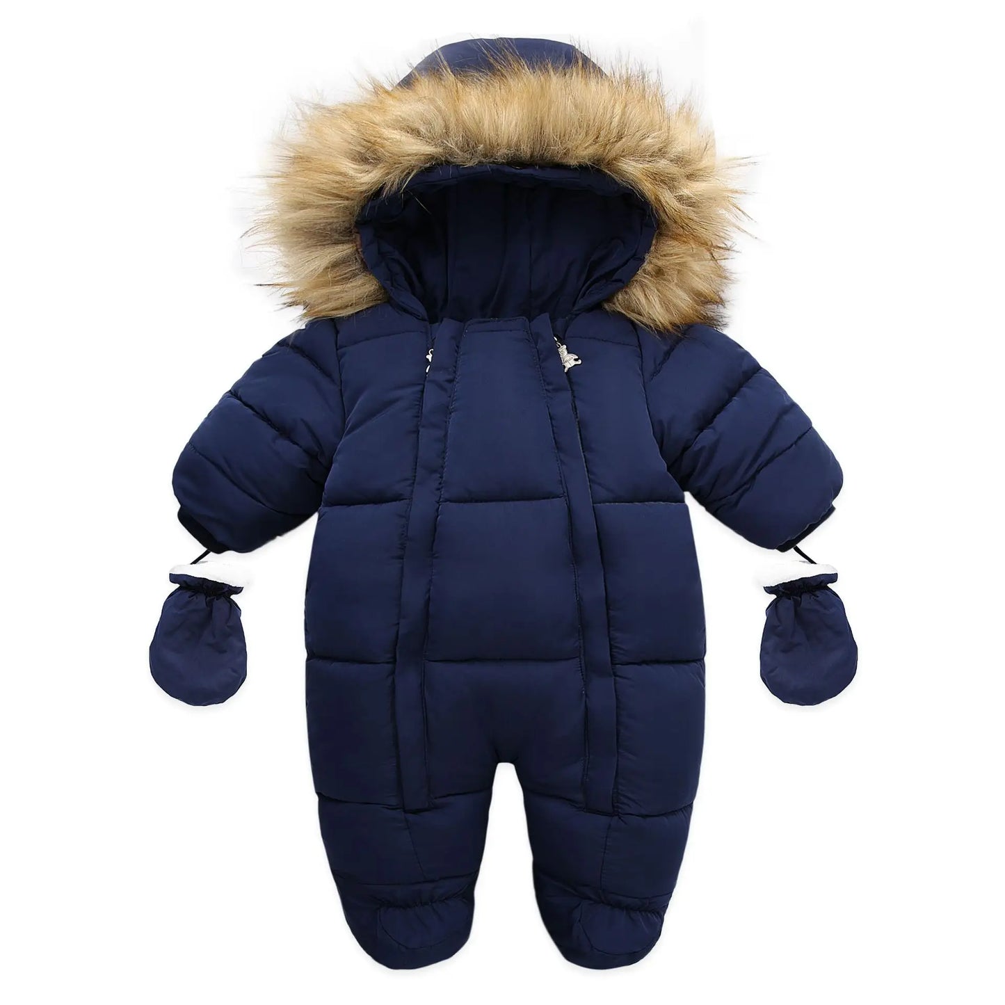 AYNIGIELL 2024 Winter Neugeborenen Verdickung Overall Integrierte Wolle Mit Kapuze Unten Strampler Baby Jungen und Mädchen Warme Schneefeste Overalls
