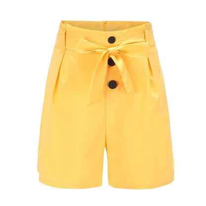 Y2K Solid Button Front Shorts Tie Waist Beach Summer High Waist Shorts Women's Clothing.