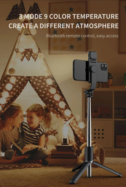Xiaomi New Selfie Stick 1045mm Wireless Bluetooth Remote Shutter LED Fill Light Extended Stable tripod for Android IOS Cellphone.