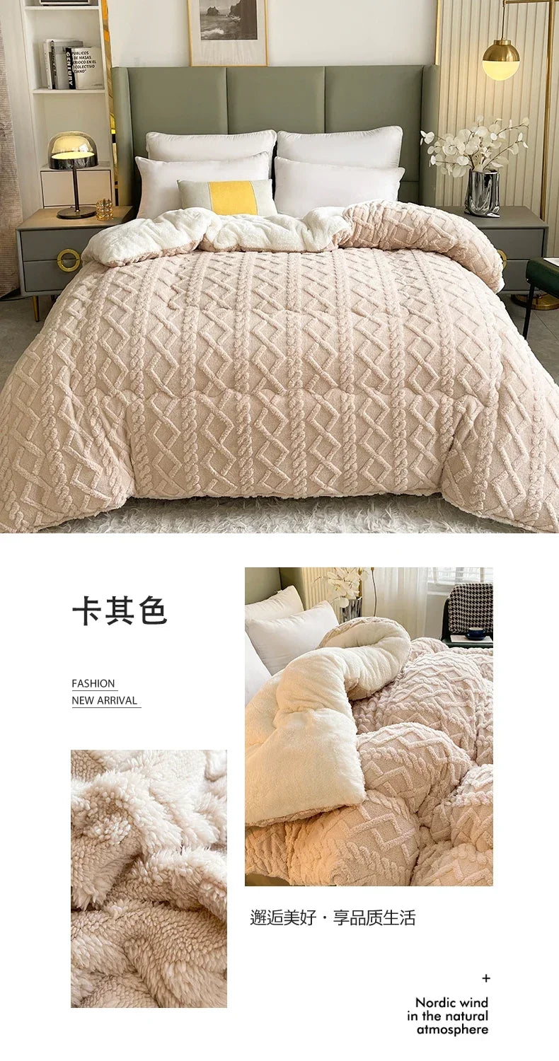 New Super Thick Winter Warm Blanket for Bed Artificial Lamb Cashmere Weighted Blankets Soft Comfortable Warmth Quilt Comforter