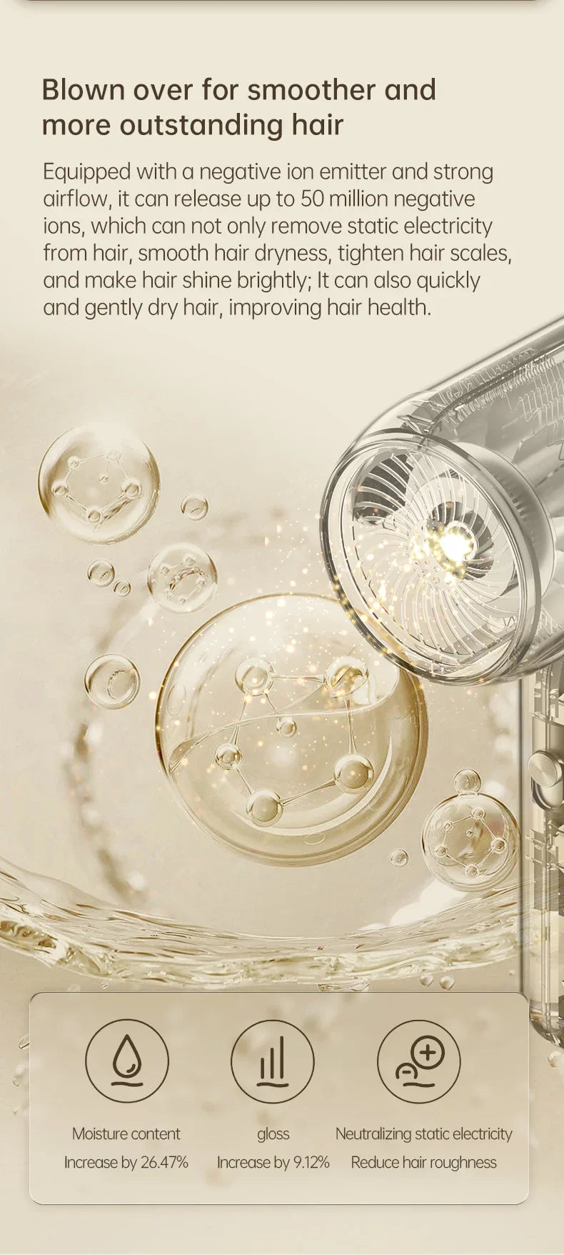 F41 Hair Dryer High-Speed Electric Turbine Airflow Low Noise Constant Temperature And Quick Drying Suitable For Home Salons