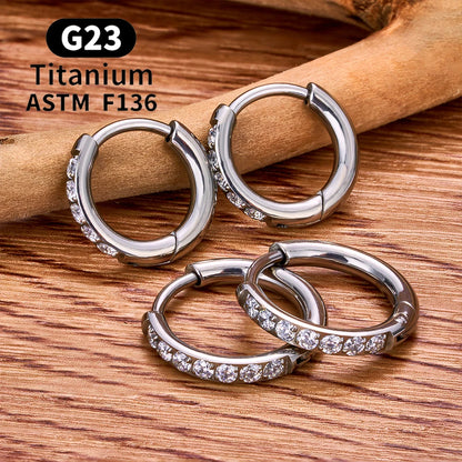 2/20PCS G23 Titanium Earring Hoop CZ Hinged Segment Round Nose Ring for Women Ear Tragus Cartilage Helix Daith Piercing Jewelry.