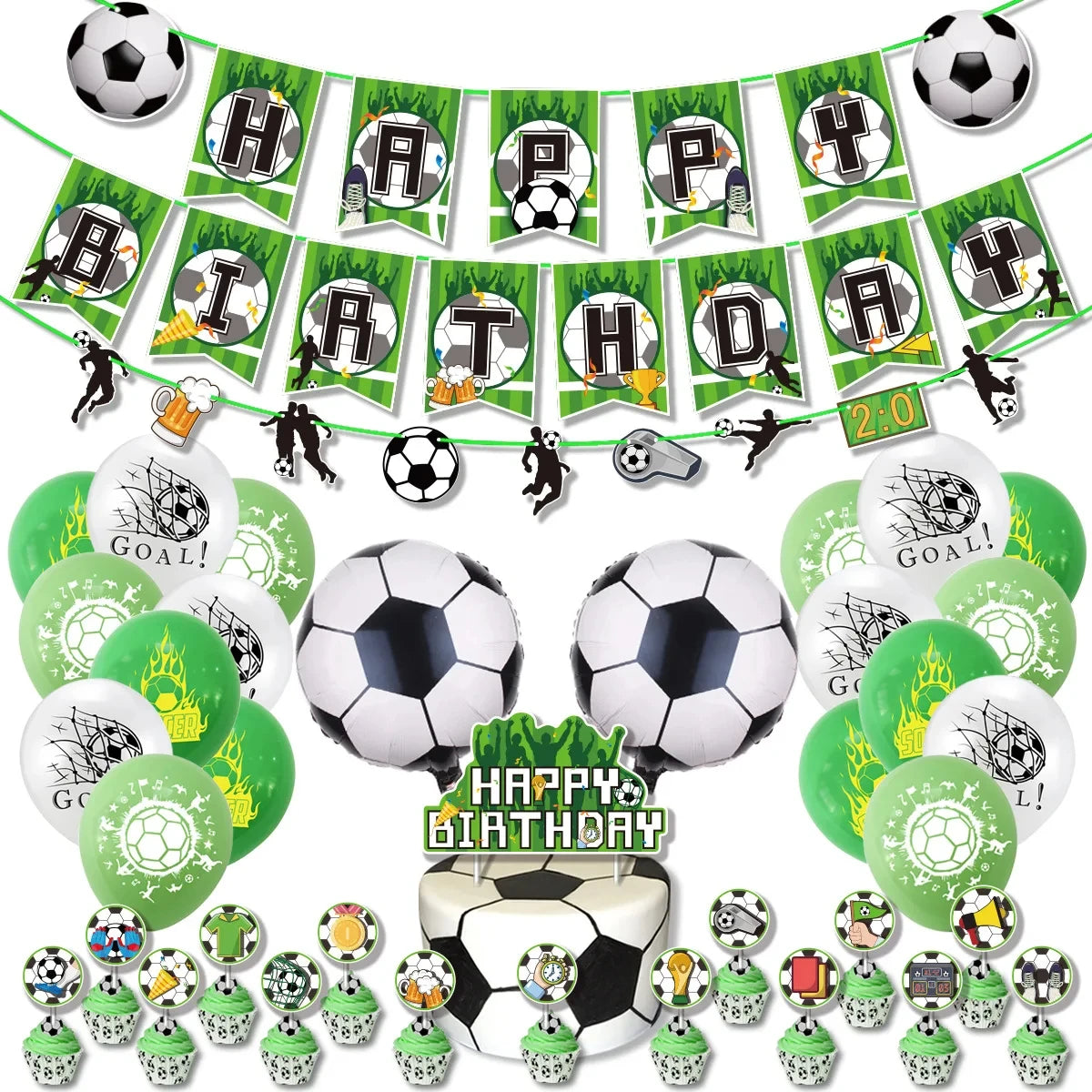 Fußball Fußball Geburtstag Dekorationen Aluminium Film Ballon Geschirr Teller Tasse Servietten Tischdecke Baby Dusche Party Supplies