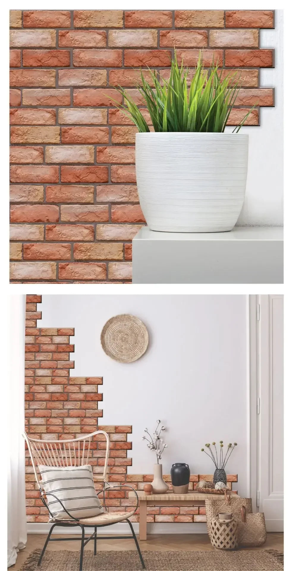 10PCS 3D Self Adhesive Foam Wall Stickers Waterproof Wallpaper Panels for Living Room Bedroom Dining TV Background Decor