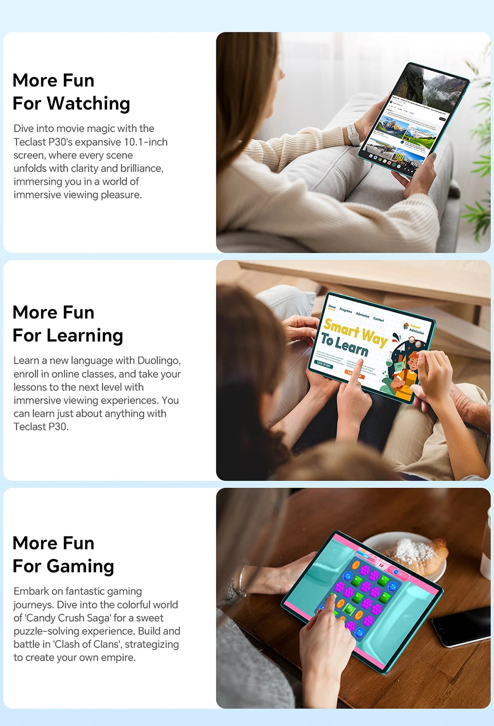 Teclast P30 Android 14 Tablet, UNISOC T606 Octa Core, 10.1" IPS, Max 12GB RAM, 128GB ROM, 6000mAh, 5MP AI Camera, Face Unlock.
