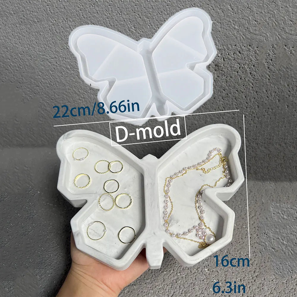 Large Cloud Tray Cement Mold Resin Butterfly Moon Pea Shaped Jewelry Display Tray Gypsum Concrete Mold for Terrazzo Creation.