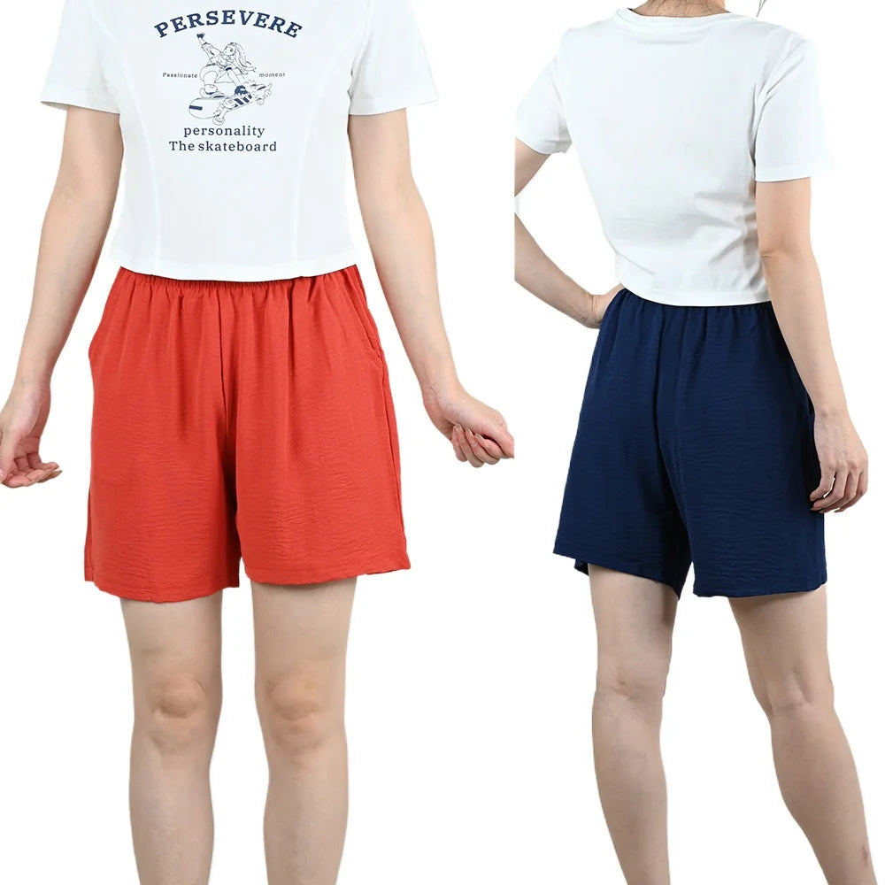 Summer Women Wide-leg Shorts Lady Elastic High Waist Loose Casual Hot Pants Female Large Size Beach Shorts Girls Cargo Trousers.