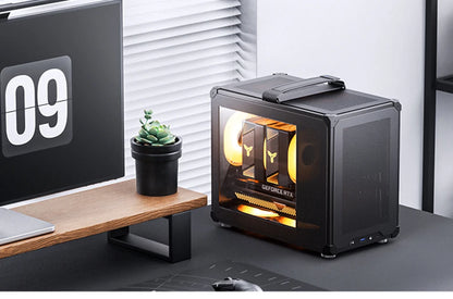 JONSBO C6 MAX Desktop M-ATX Case Type-c Side Transparent Handheld Portable Computer Small Chassis ATX Power Supply.