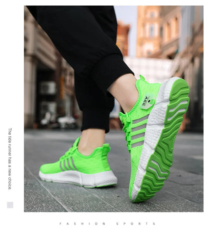 Atmungsaktives Mesh Männer Schuhe Trendy Leichte Fuß Wohnungen Plus Größe Männliche Tennis Turnschuhe Laufen Outdoor Fitness Schuhe 2024