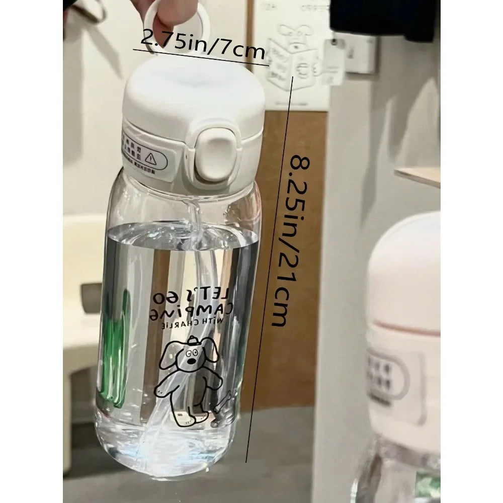 Plastic Water Bottle Water Cup With Straw Simple Large Capacity Portable Drop Resistant And Portable Cup Cartoon Ice Suction Cup.
