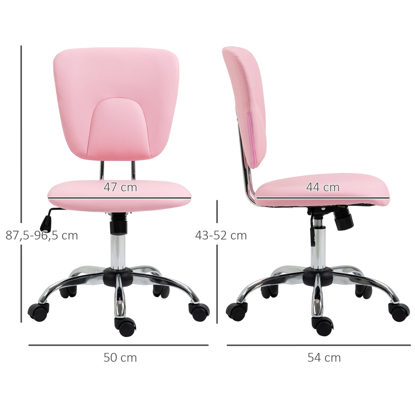 Vinsetto Bürostuhl höhenverstellbar, neigbar 50 x 54 x 87,5–96,5 cm, Weiß