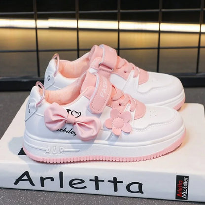 Teenagers outdoor sneakers Student girls' cute bow sports shoes Comfortable soft sole running shoes casual tennis shoes.