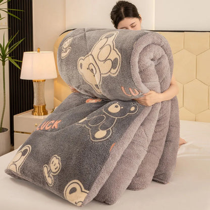 Winter Bedding Thick Quilt Blanket Thickened Warm Flannel Fleece Comforter for Cold Nights Set Bed Duvets Quilts the Blankets.