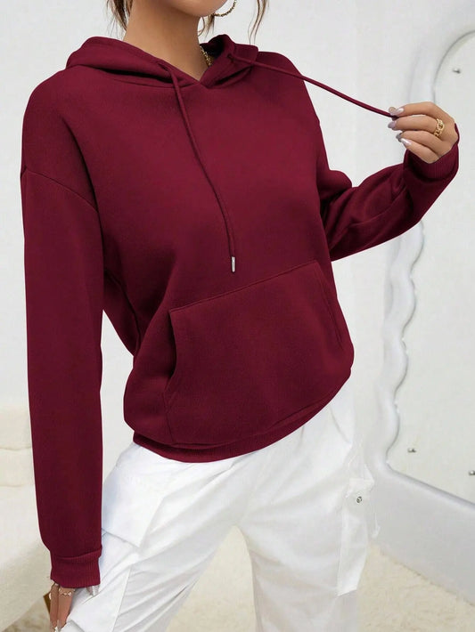 Einfarbiger Hoody für weibliche Herbst modische Kleidung lässige Fleece Tasche Hoodies mehrfarbige Unisex Frauen Streetwear