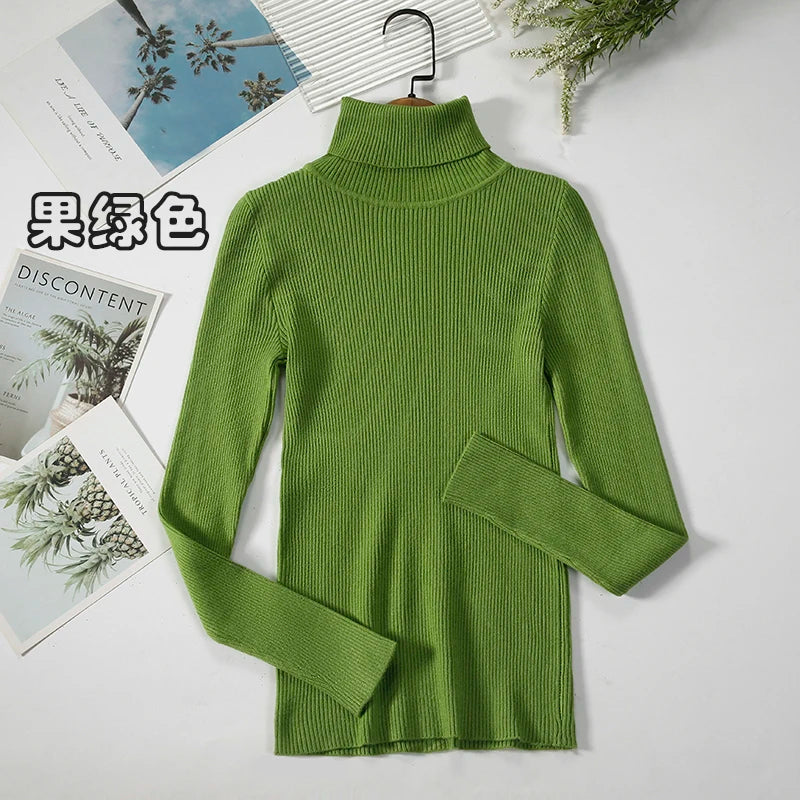 JMPRS Rollkragenpullover Frauen Mode Einfache Winter Pullover Jumper Hohe Elastische Gestrickte Herbst Weibliche Grundlegende Tops Casual Bluse