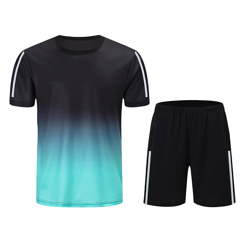 2pcs Summer Men's Quick drying Sports Suit Loose And Comfortable Round Neck Short Sleeved T-shirt Versatile Running Pocket Short.