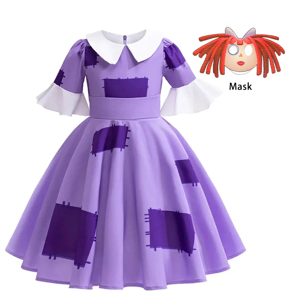Mädchen Anime Cartoon Pomni Raghata Jax Caine Cosplay Kostüm erstaunliche digitale Zirkus Cosplay Clown Kind Overall Jungen Halloween Anzug