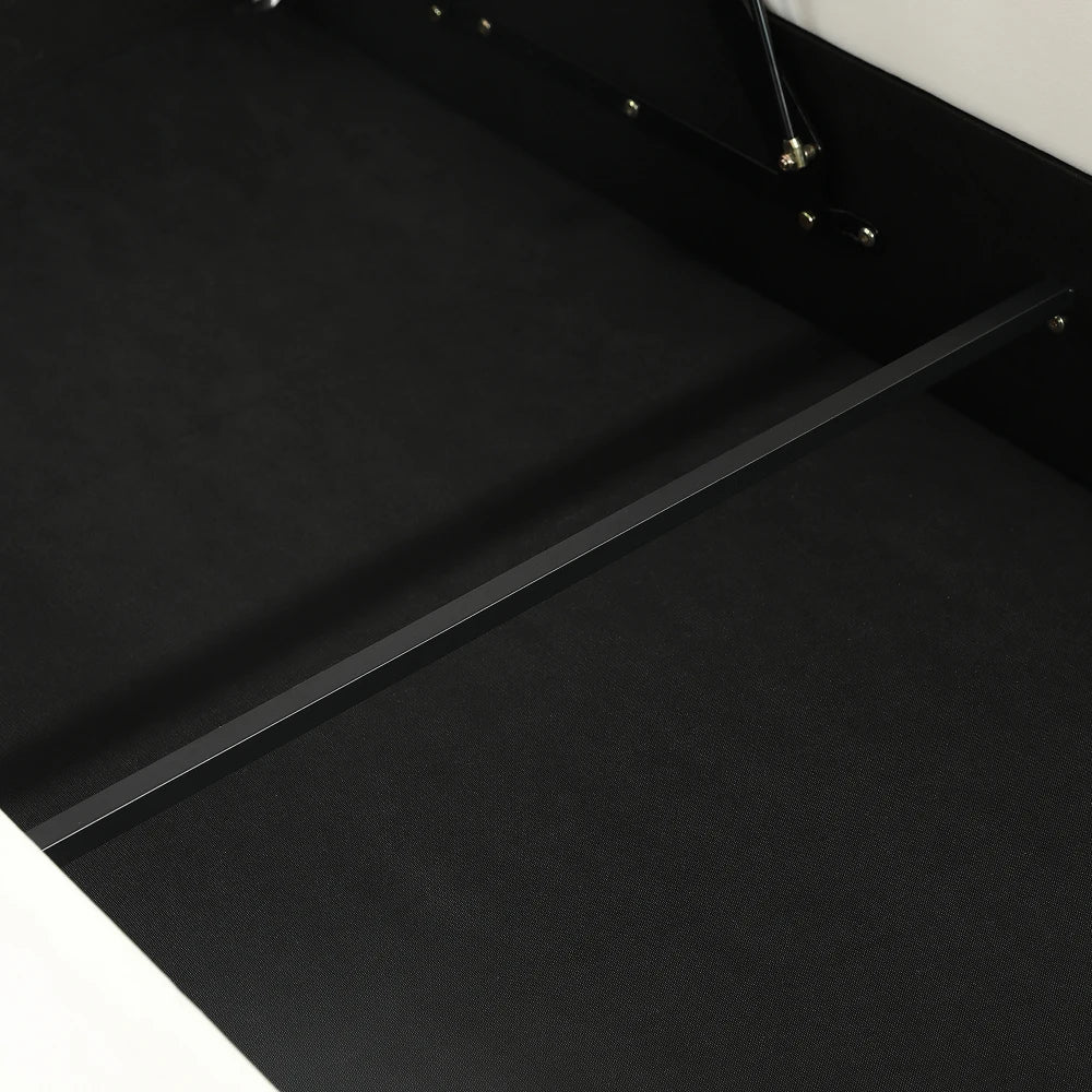 Polsterbett, Einzelbett, süßes Katzendesign, hydraulisches Bett mit Stauraum und Gürtelgriffen, stabiler Gitterrost, 90 x 200 cm