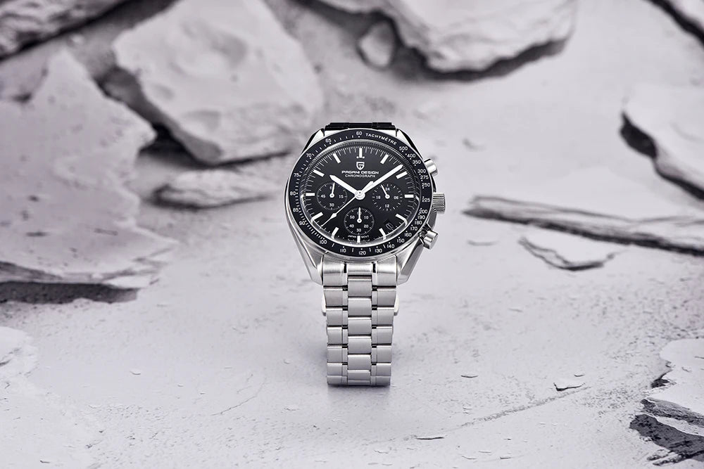 PAGANI DESIGN 2025 New Moon Watch Retro Luxury Quartz Watches For Men Stainless steel Luminous waterproof Sport Chronograph Man