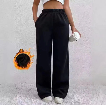 Herbst und Winter Damen warme Hosen Fleece gefüttert hohe Taille lässigen Stil tägliche Kleidung mit Taschen Jogging Jogging hose