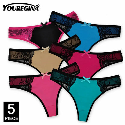Ladies Cotton Thongs Panties Women Culottes Sexy G Strings Female Underwear Lingerie Comfort Soft Low Rise Tangas 5 pcs/lot.