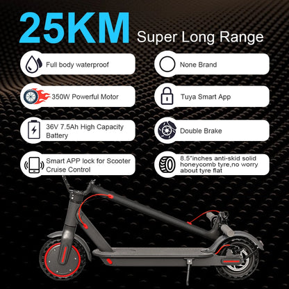 JUICEASE 365TUYA Electric Scooter 25KM Range up to 31KM/H 350W Powerful Motor Smart APP 8.5 Inch Foldable Adult Kick Escooter.