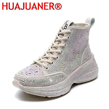 2025 Shiny Rhinestones Thick Sole Autumn Winter Short Ankle Women Boots Women's Shoes for Woman Booties Boots for Women