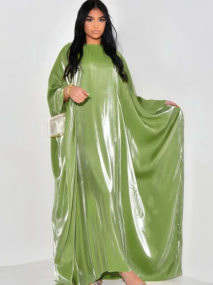 ramadan Eid Abayas For Women Modest Fashion Shimmer Batwing Satin Abaya Dubai Luxury 2024 Muslim Kaftan Dress Kebaya Vestidos.