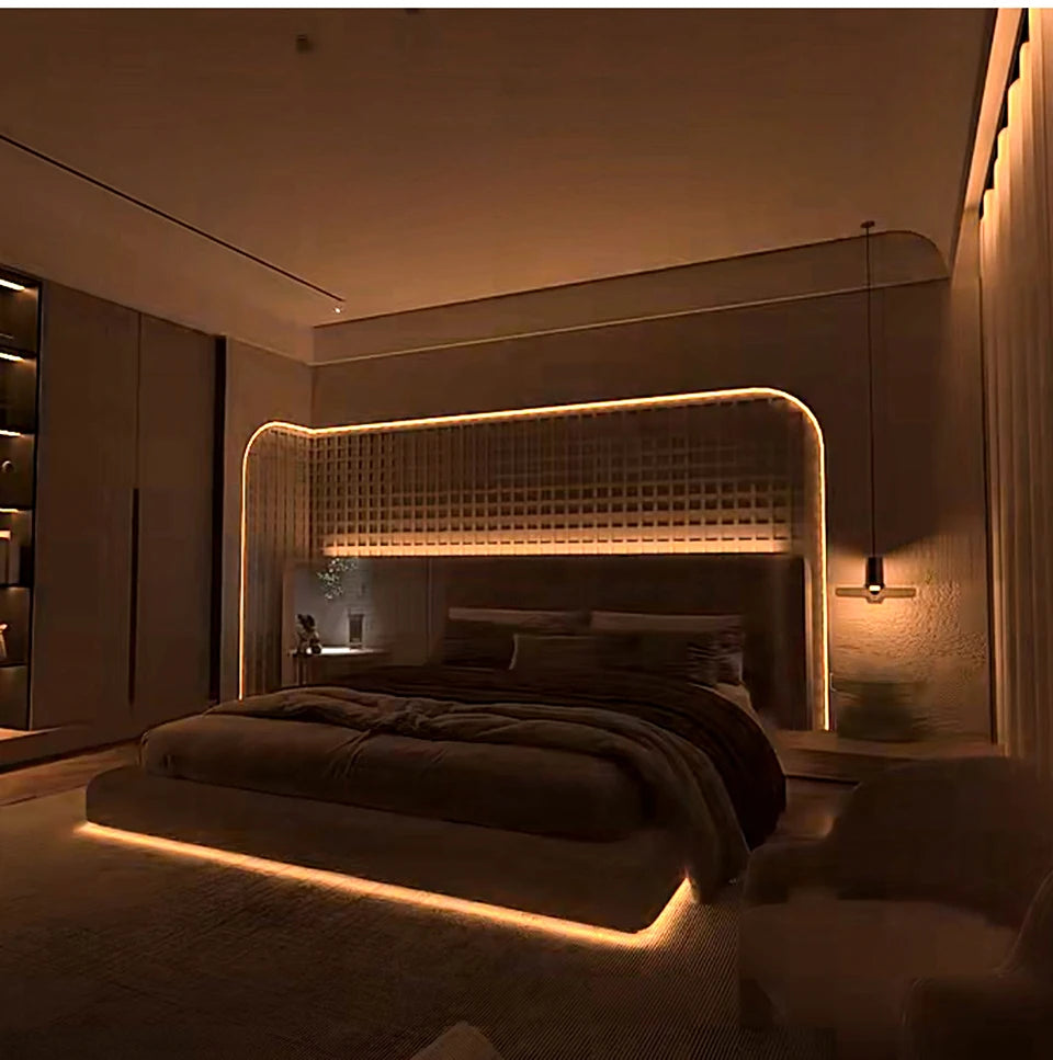 Waterproof COB LED Strip Lights 24V Flexible Neon Light Black Silicone Tube Linear Dimmable Lighting with Touch Sensor Switch.