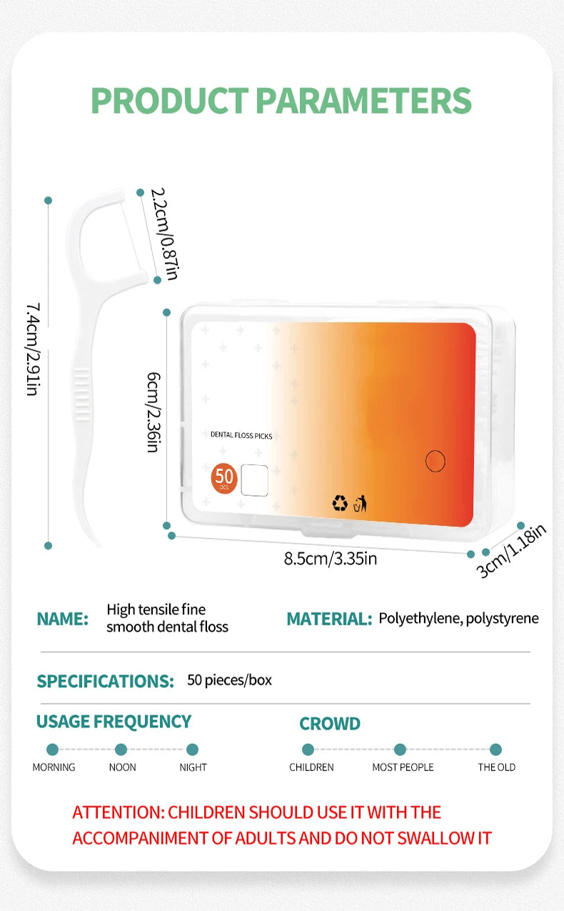 500/250/50PCS - Smooth Floss Rod - Cleaning interdental gaps and oral care.