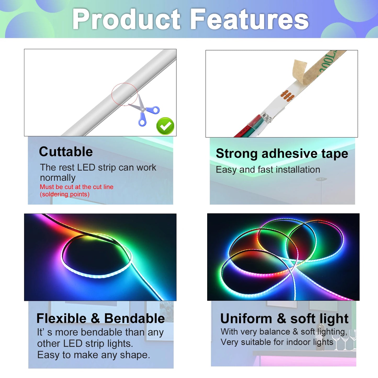 3mm 5mm 5V WS2812B Addressable COB LED Strip Individually IC RGB Flexible LED Strip High Density Dream Color LED Tape.