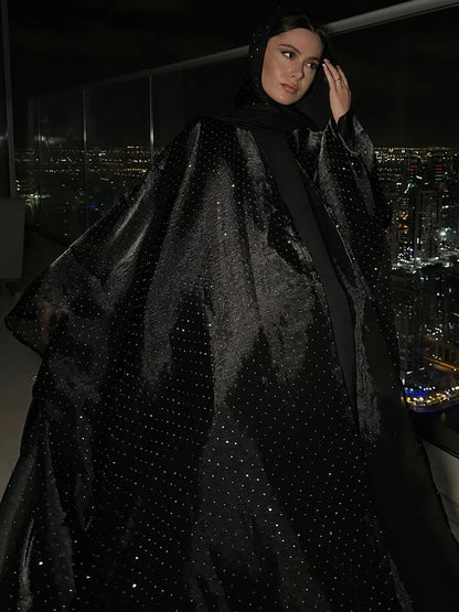 Women Arabic Eid Muslim Dubai Abaya Luxury hot diamonds Hijab Dress Kimono Cardigan Kaftan Robe Femme Islam Clothing Kebaya.