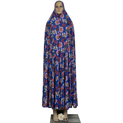 New Dubai Islamic Robe Ramadan Womens Hooded Abaya African Sleeveless Loose Soft Prayer Garment Muslim Floral Dress With Hijab