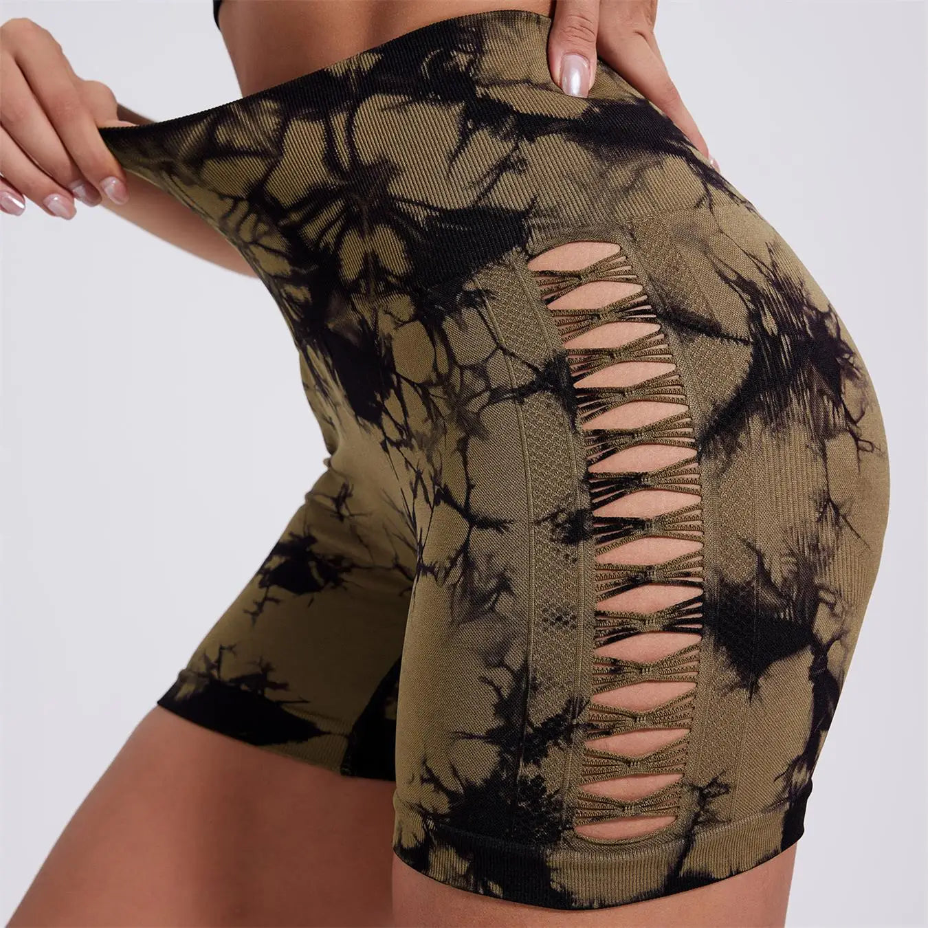 Tie Dyed Seamless Fitness Pants Women's High Waist and Hip Lifting Sports Tight Shorts Running Sexy Peach Fitness Yoga Shorts