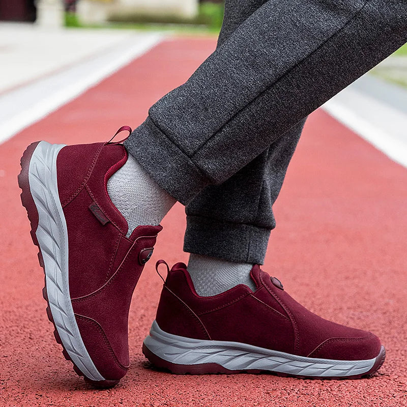 Mens Walking Shoes Leather Anti Slip Wear-resistant Autumn Fashion High-quality Soft Sole Comfortable Casual Flat Sneakers Man.